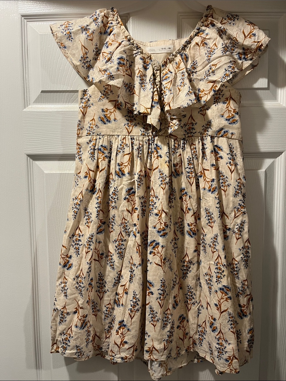 Zara Girls Floral Ruffle Dress Sz 13/14